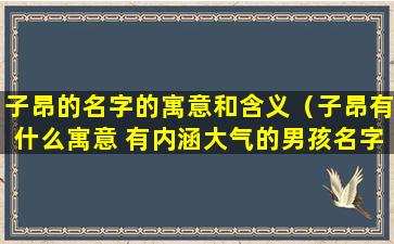 子昂的名字的寓意和含义（子昂有什么寓意 有内涵大气的男孩名字）